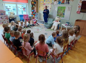 Spotkanie z pielęgniarką w Przedszkolu Samorządowym w Gorzkowicach.
